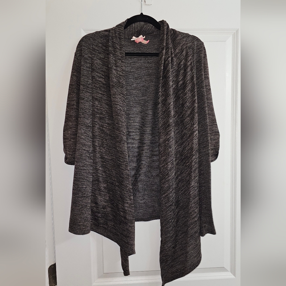 Women's Gray Open-Front Sweater Cardigan